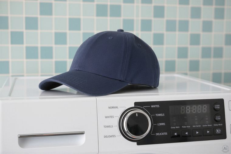 Baseball cap on washing machine Baseball cap on washing machine