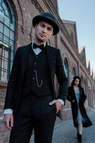Bowler hat with black suit Bowler hat with black suit