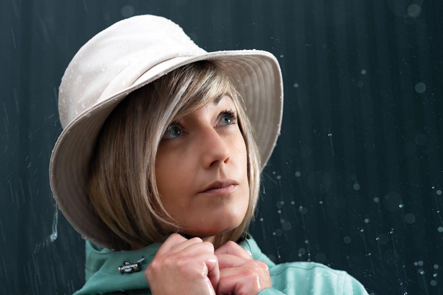 Hairbrella Waterproof Womens Rain Hat Satin Liner UV