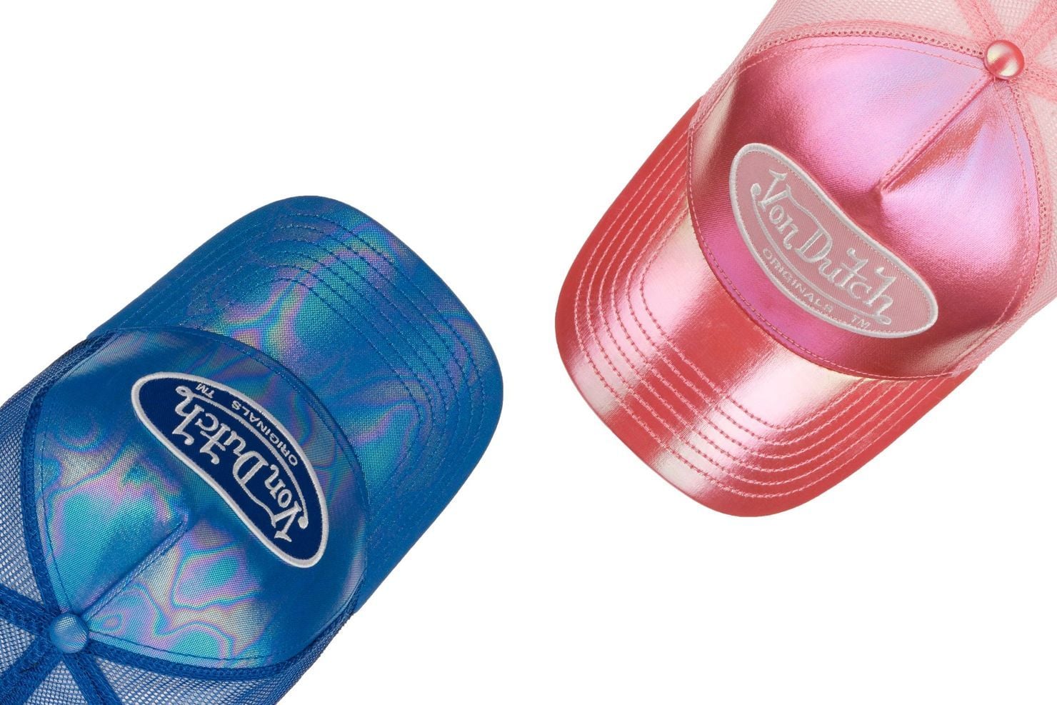 Von Dutch Y2K Vibrant Pink and Blue Cap Von Dutch Iridescent Trucker Hat - Blue/combo | Fashion Nova main image 3