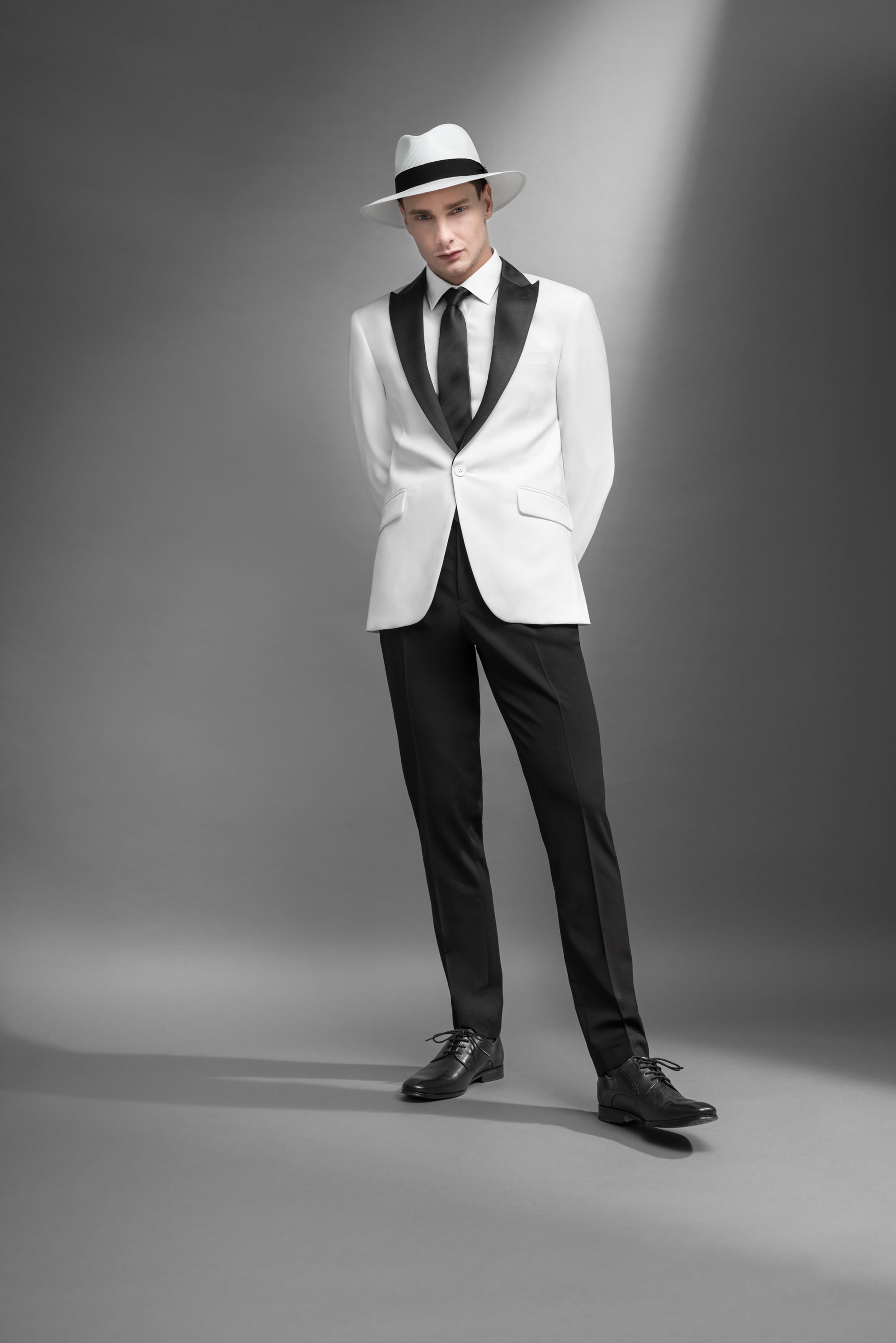 White men's hat with an elegant suit White men's hat with an elegant suit