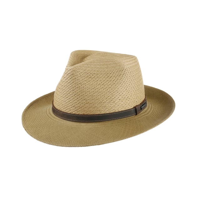 Bicolour Panama Hat with Leather Band by Stetson