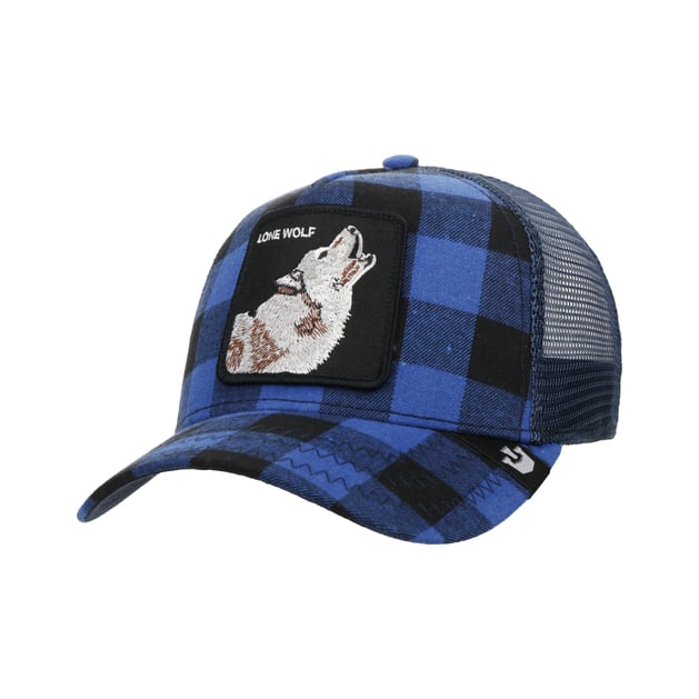Blue Check Lone Wolf Trucker Cap by Goorin Bros.