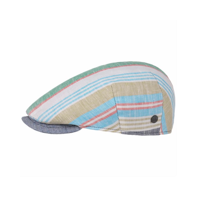 Capri Bic Linen Stripes Flat Cap by Lierys