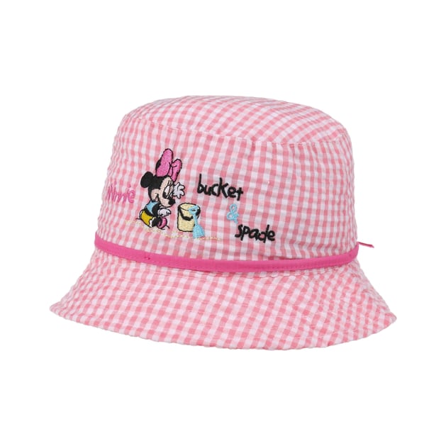 Babyhug Disney Cotton Woven Summer Caps with Minnie Mouse Print Multicolor - Diameter 15.5 cm