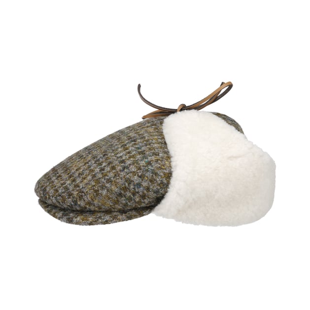 Harris Tweed Flat Cap with Ear Flaps by Lierys