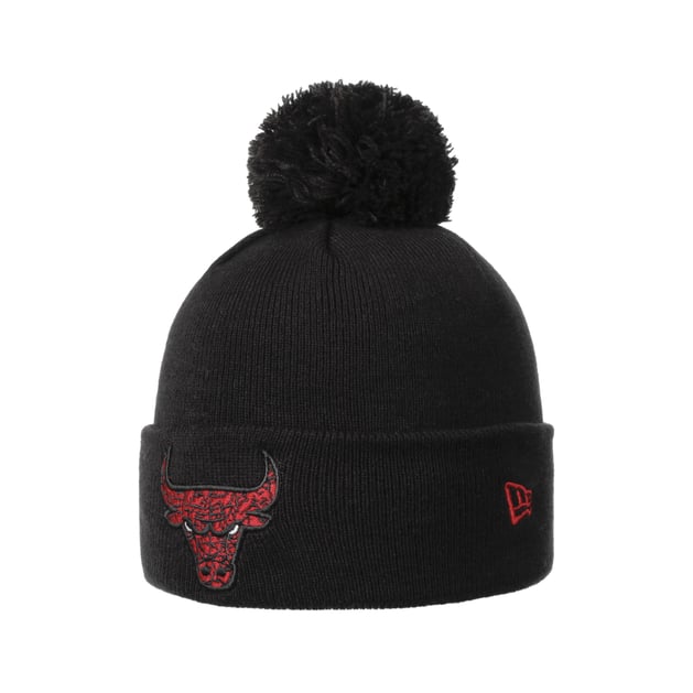 NBA Bulls Infill Bobble Beanie Hat by New Era