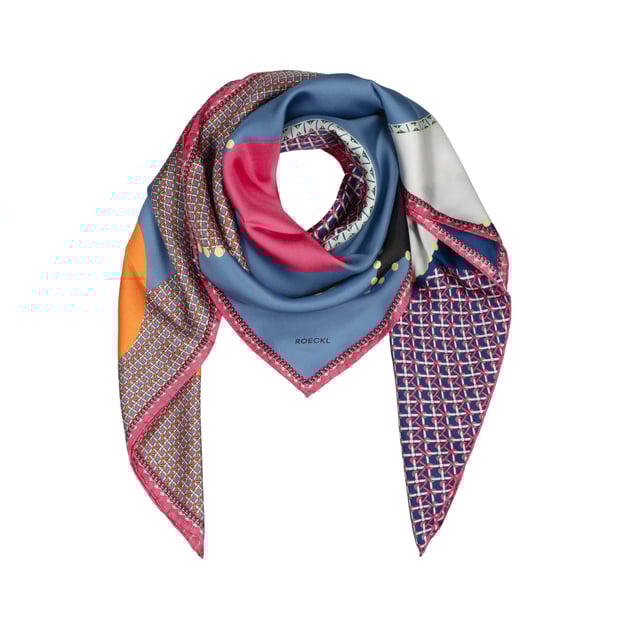 [JILLSTUART]★RHOMBUS STRAIGHT PATTERN SILK SCARF Hand Painted Geometric Scarf- Silk Scarf Handpainted