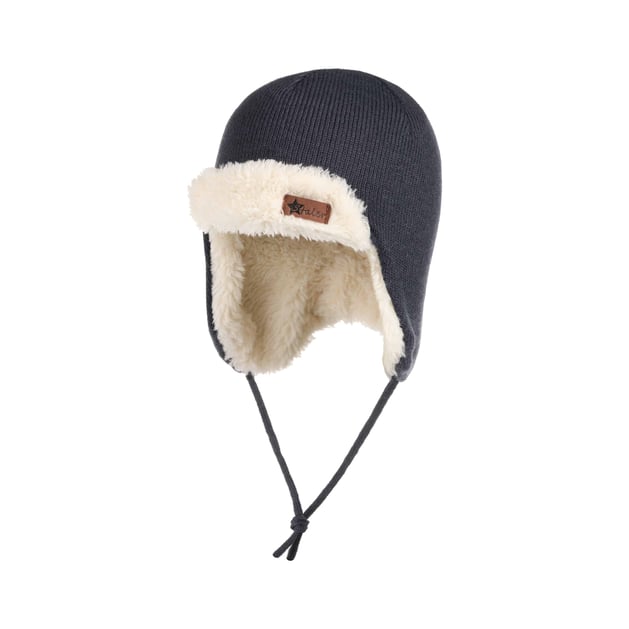 Knit Teddy Lined Winter Hat - Navy