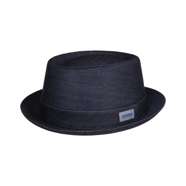 Stetson Sustainable Denim Pork Pie Hoed Heren - Made in Italy katoenen jeans zonnehoed met voering voor Lente/Zomer - M (56-57 cm) denim