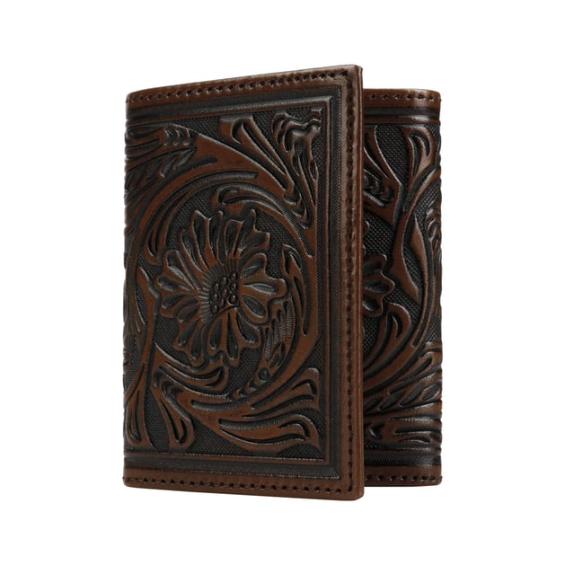 Tooled Leather Tri-Fold Wallet by Stetson