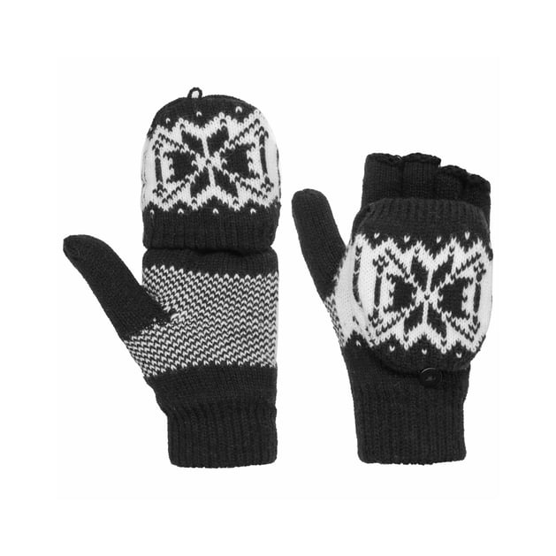 Twotone Thinsulate Fingerless Knit Gloves