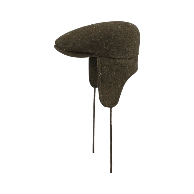 Virgin Wool Flat Cap with Ear Flaps by Stetson